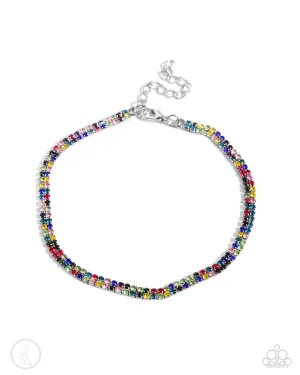 Adorable Anklet - Multi - Colorful Rhinestone Paparazzi Anklet