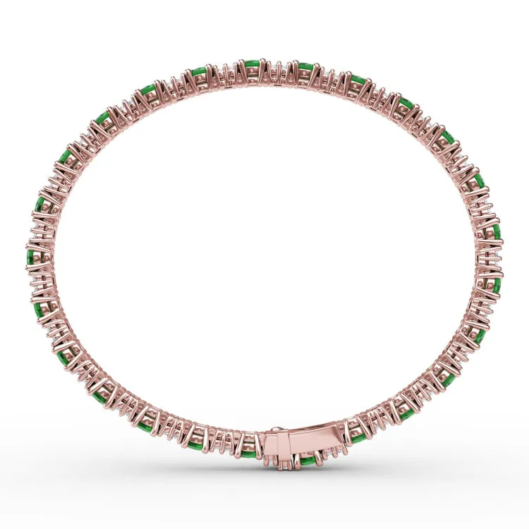 Alternating Emerald and Diamond Bracelet