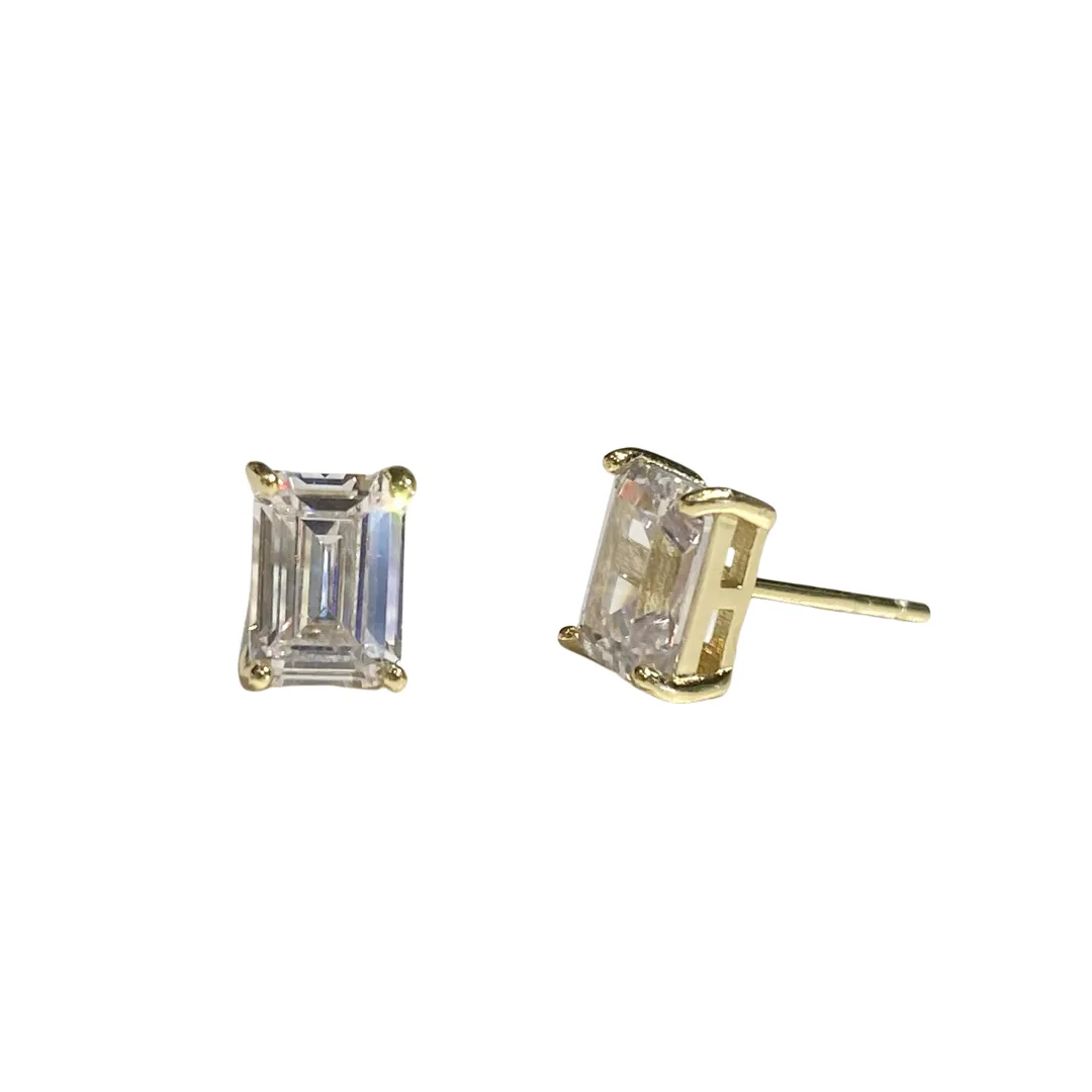 Amy Emerald Cut Baguette Studs