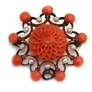 Art Deco Coral Brooch Pendant