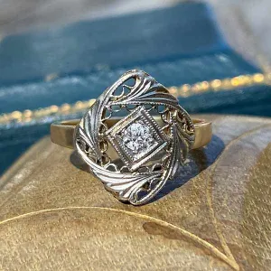 Art Deco Filigree Diamond Ring, 0.06ctw.