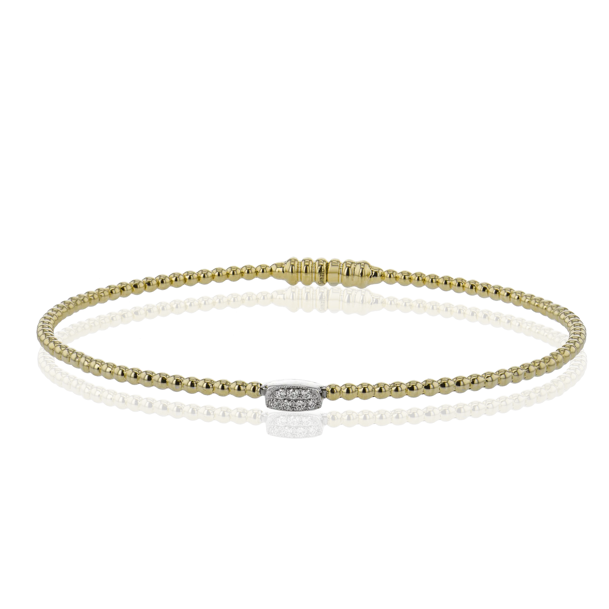 Beaded Bangle in 18k Gold with Diamonds