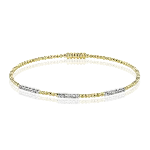 Beaded Bangle in 18k Gold with Diamonds