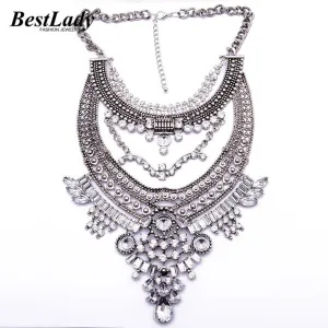 Best lady Maxi Big Brand Vintage Big Metal Accessories Statement Bead Alloy Necklaces & Pendants Collar Choker Necklace B3316