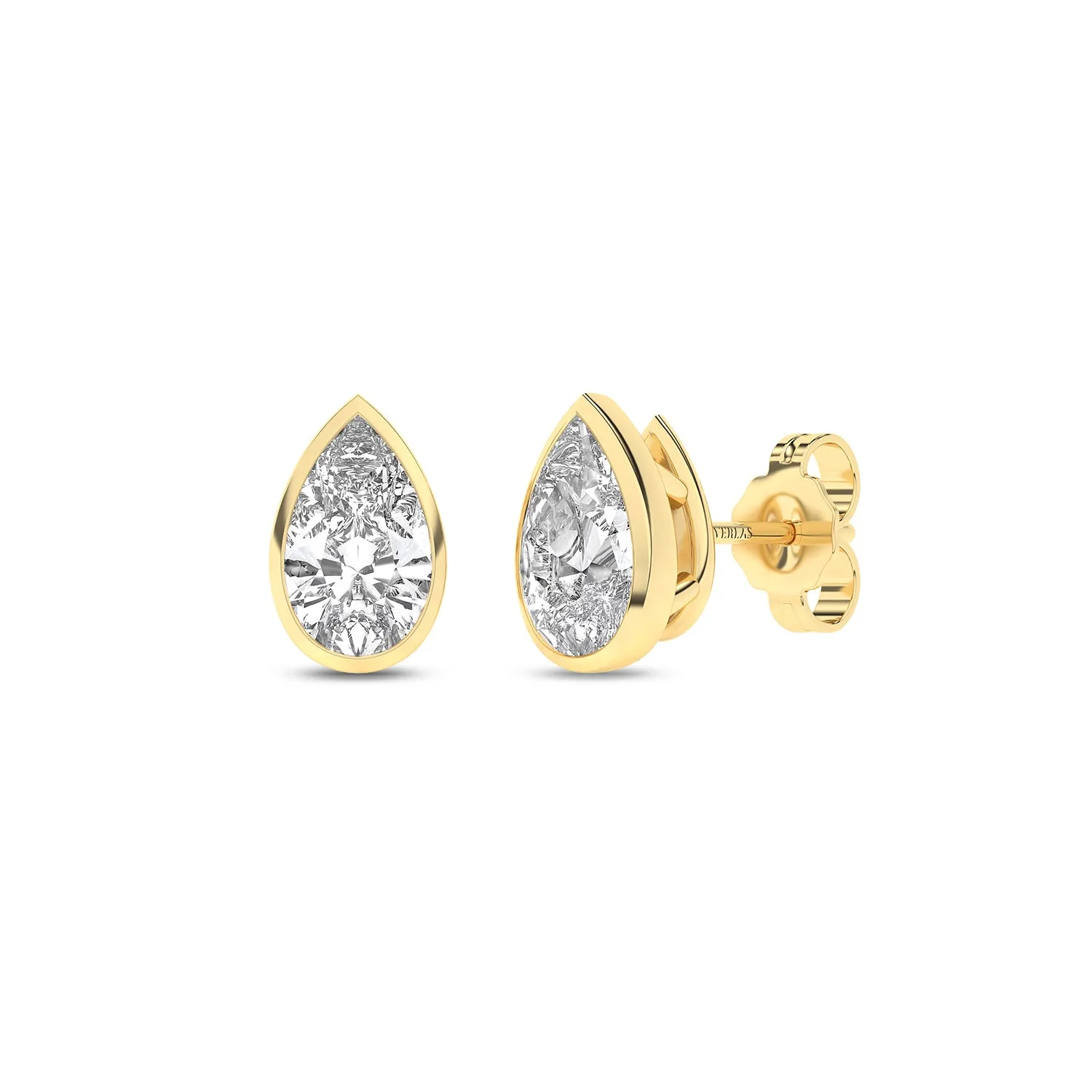 Bezel-Set Pear Studs