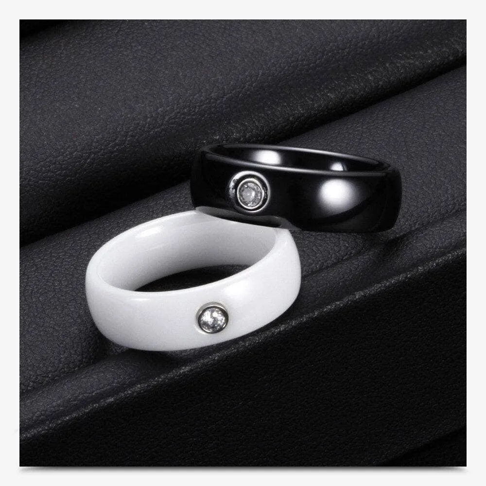 Black and White Ceramic Ring Band