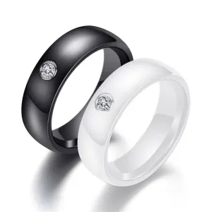 Black and White Ceramic Ring Band