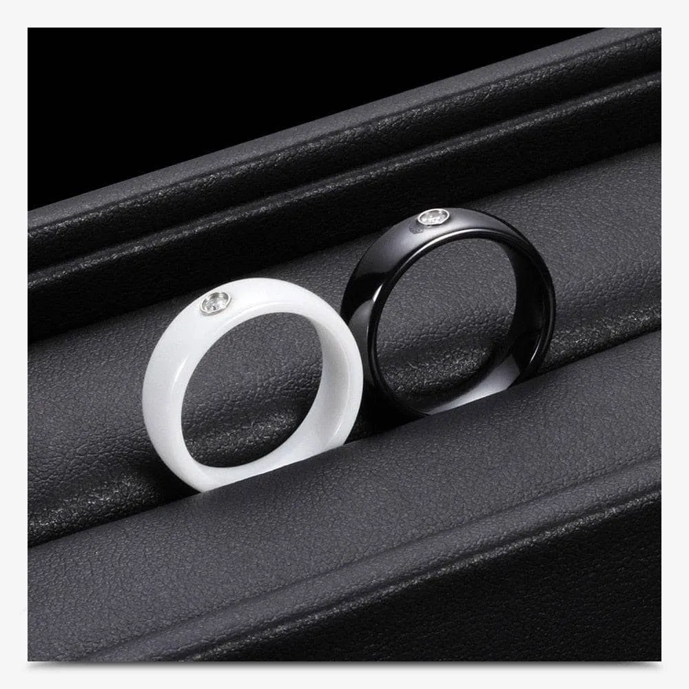 Black and White Ceramic Ring Band