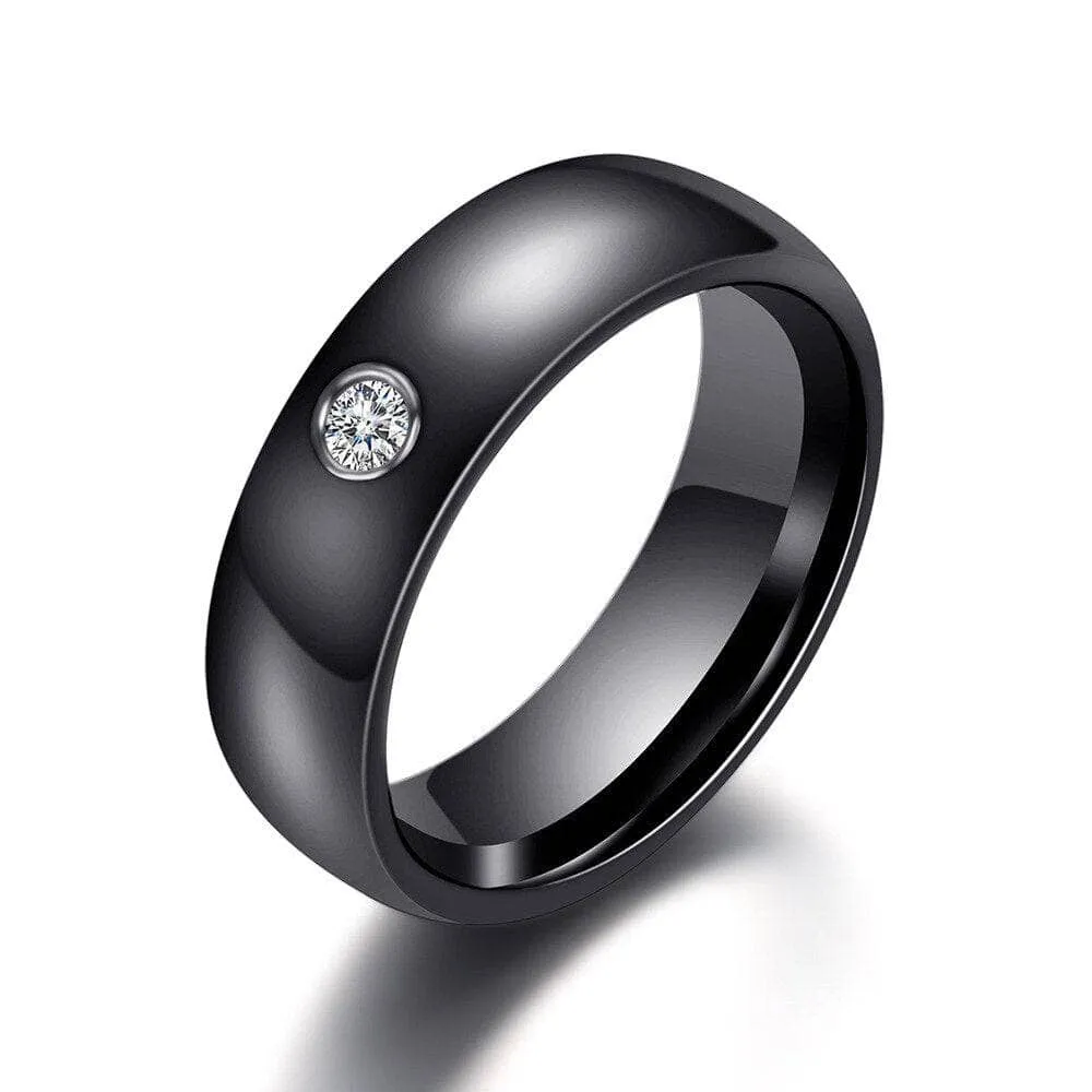 Black and White Ceramic Ring Band