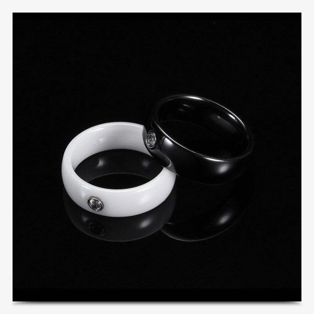 Black and White Ceramic Ring Band