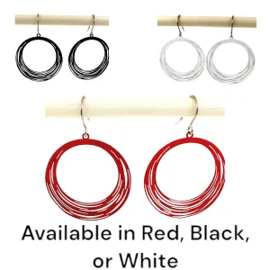 Black / Red / White String Ring earrings