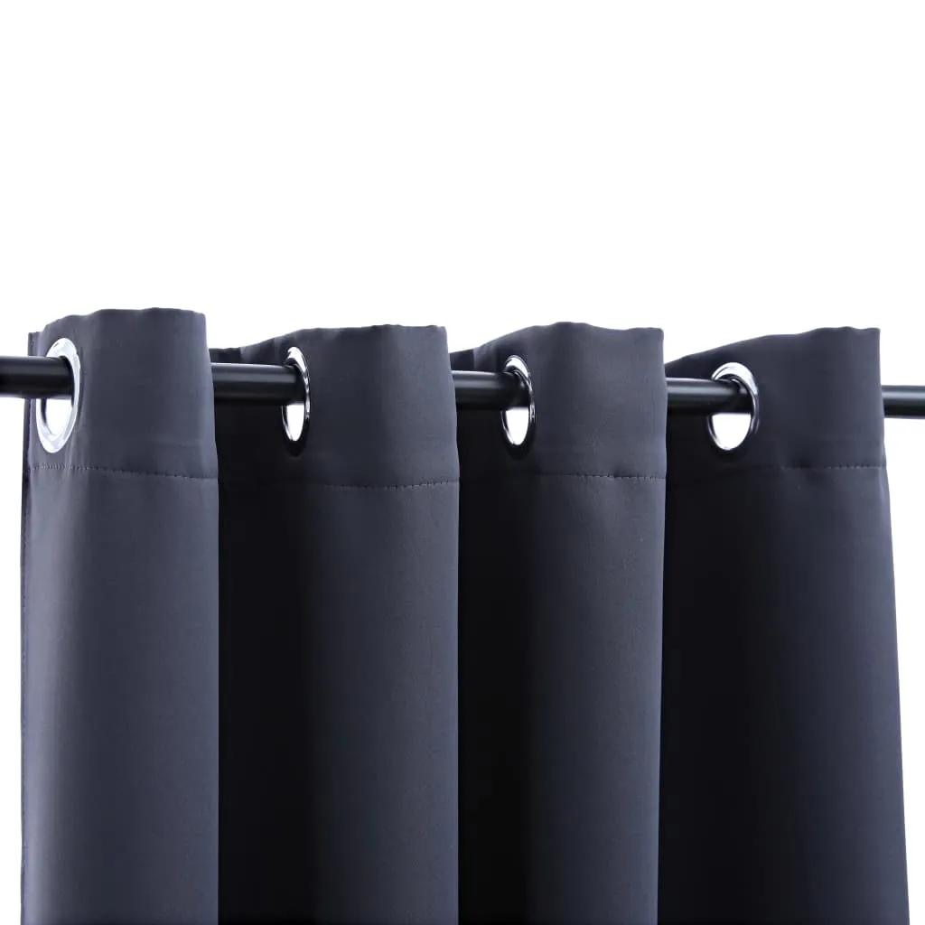 Blackout Curtains with Metal Rings 2 pcs Anthracite 140x175 cm