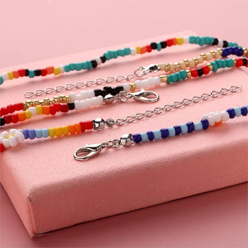 Bohemian Flower Daidy Colorful Beads Anklets For Women Party Adjustable Bracelet On Leg Foot Summer Beach Jewelry Gifts