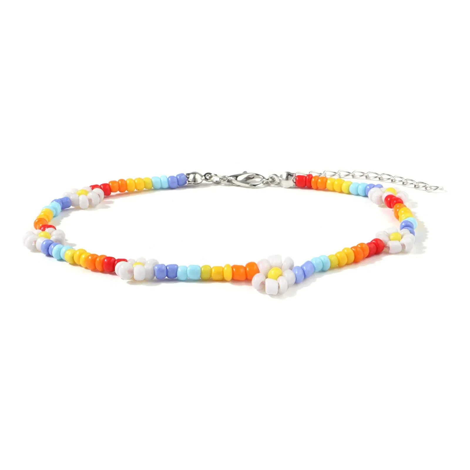 Bohemian Flower Daidy Colorful Beads Anklets For Women Party Adjustable Bracelet On Leg Foot Summer Beach Jewelry Gifts