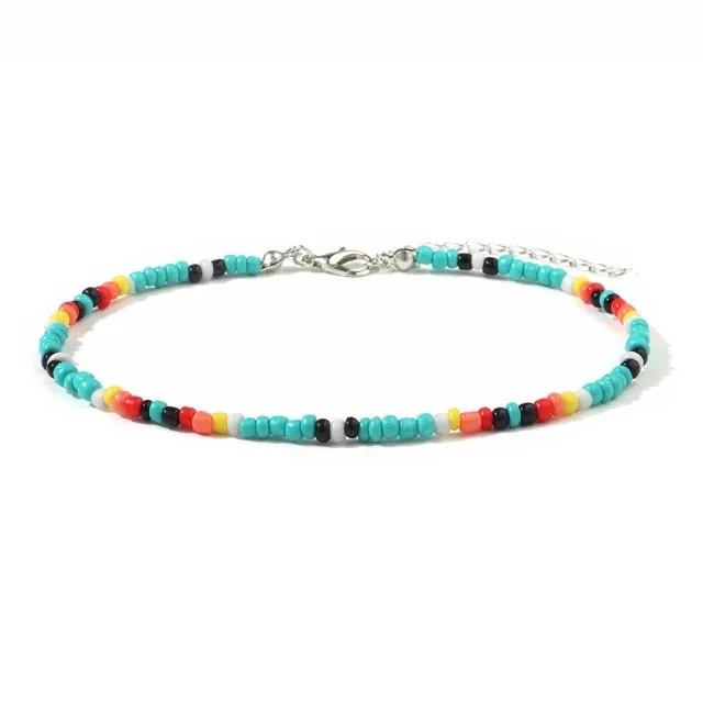 Bohemian Flower Daidy Colorful Beads Anklets For Women Party Adjustable Bracelet On Leg Foot Summer Beach Jewelry Gifts