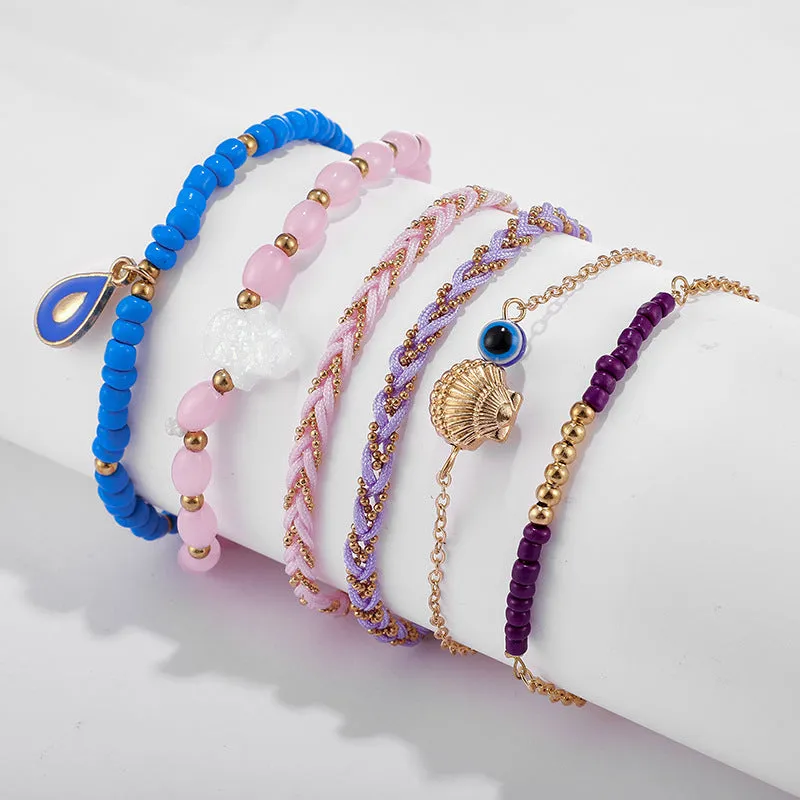 Boho Style Female Colorful Braided Rope Anklet