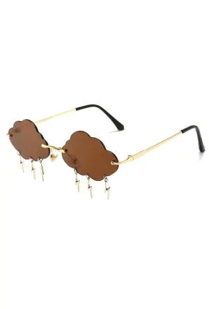 Brown Cloud & Lightning Fashion Glasses