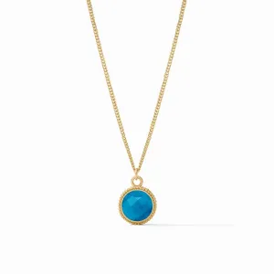 CABOCHON SOLITAIRE NECKLACE-IRIDESCENT LONDON BLUE