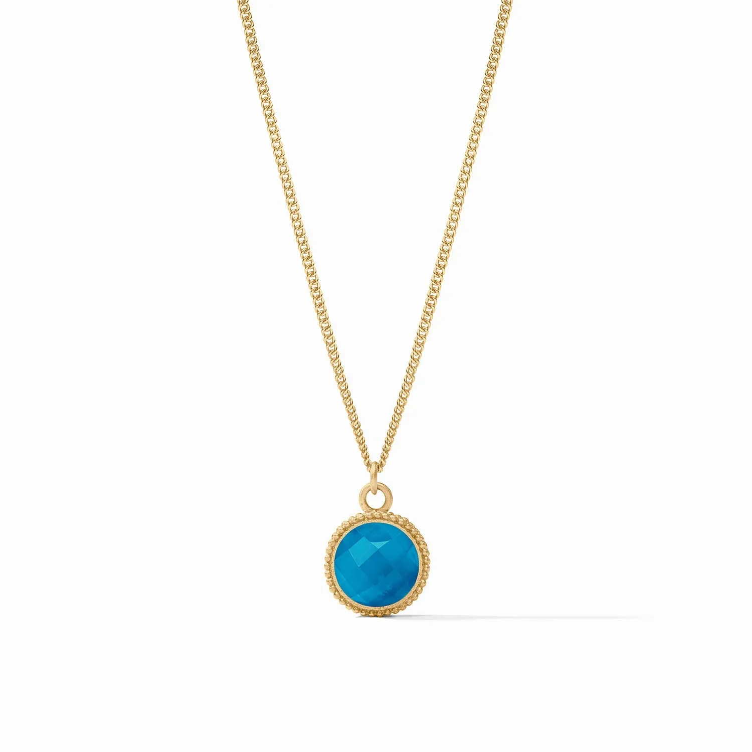 CABOCHON SOLITAIRE NECKLACE-IRIDESCENT LONDON BLUE