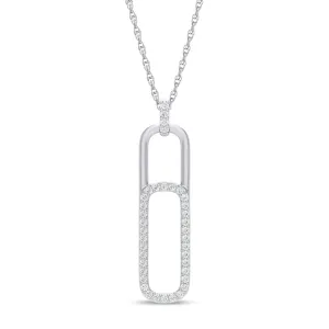 Celebration Silver Round Cut 0.20 Carat tw Paperclip Lab Grown Diamonds Pendant