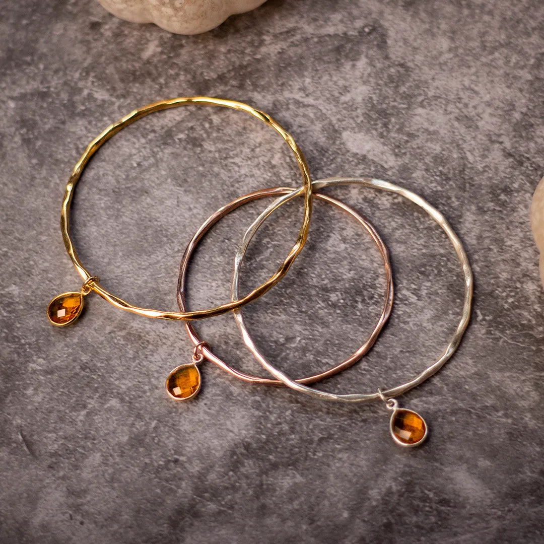 Citrine Charm Bangle | Rose Gold - November