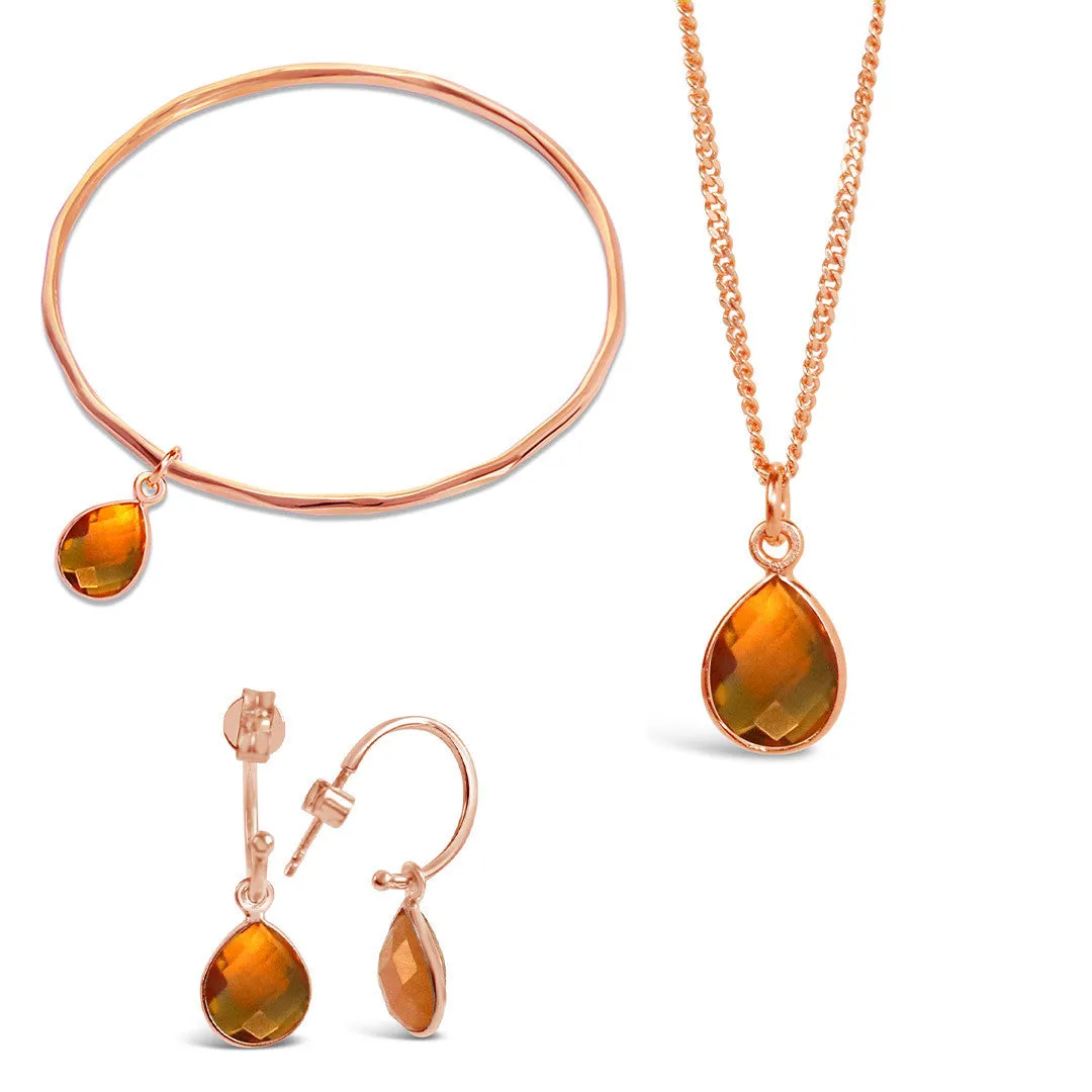 Citrine Charm Bangle | Rose Gold - November