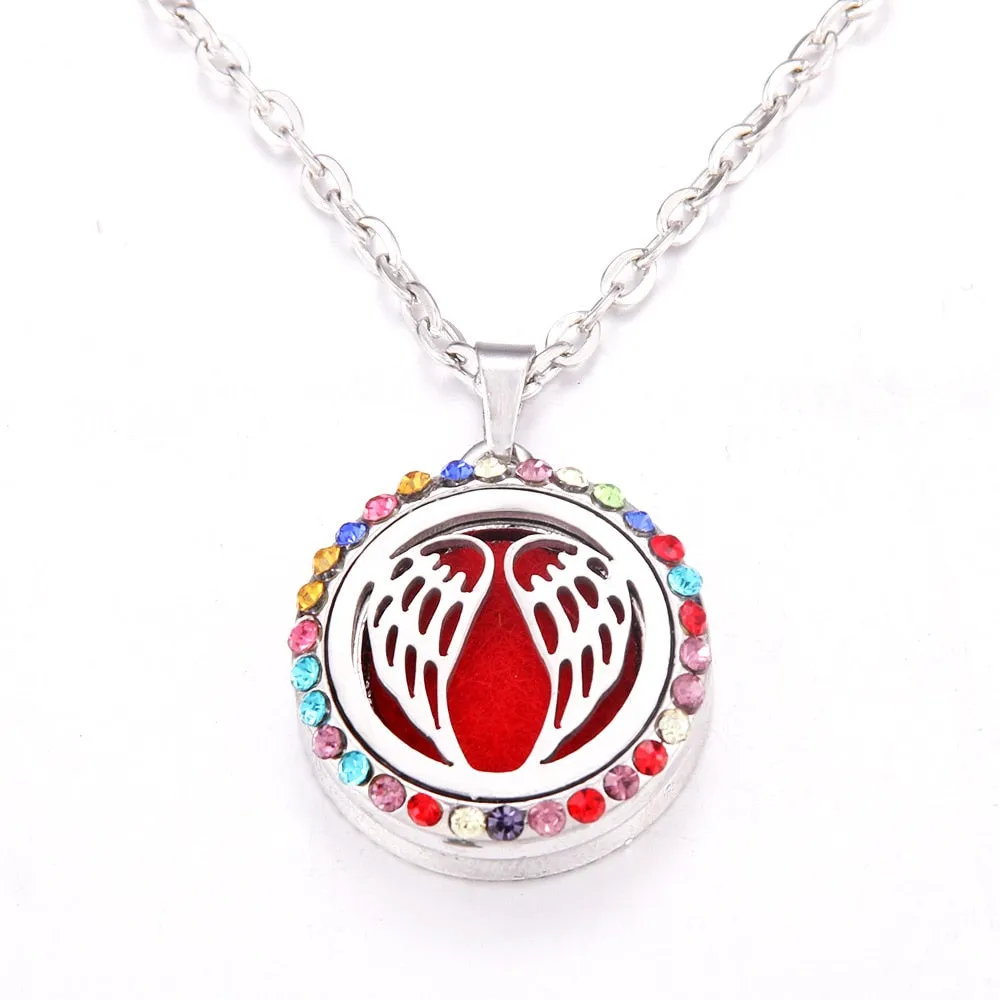 Colored zircon Tree of Life necklace Stainless Steel Aromatherapy Essential Oil Diffuser Perfume Locket Pendant Aroma Necklace