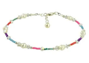 Colorful Pearl Crystal Beaded Anklet