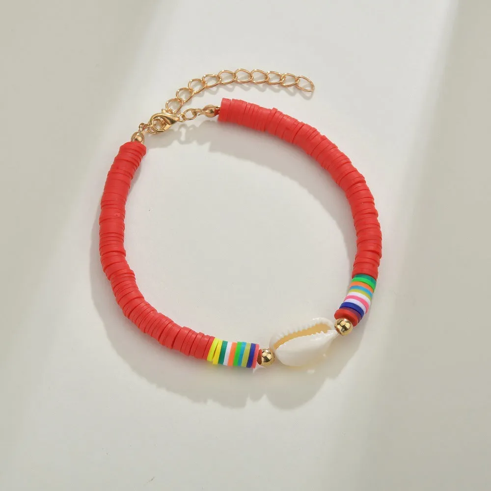 Colorful Soft Clay Bracelet Female Hand String Elastic Rope Shell Anklet