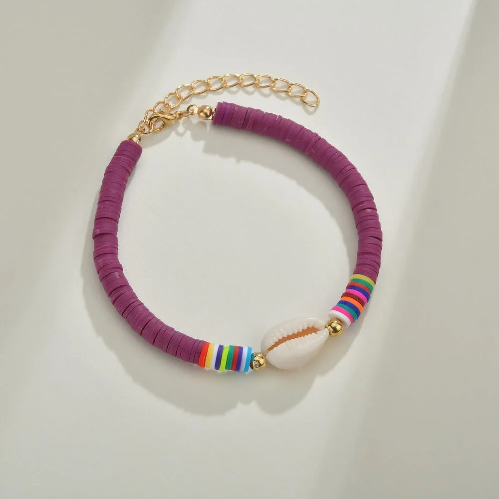 Colorful Soft Clay Bracelet Female Hand String Elastic Rope Shell Anklet