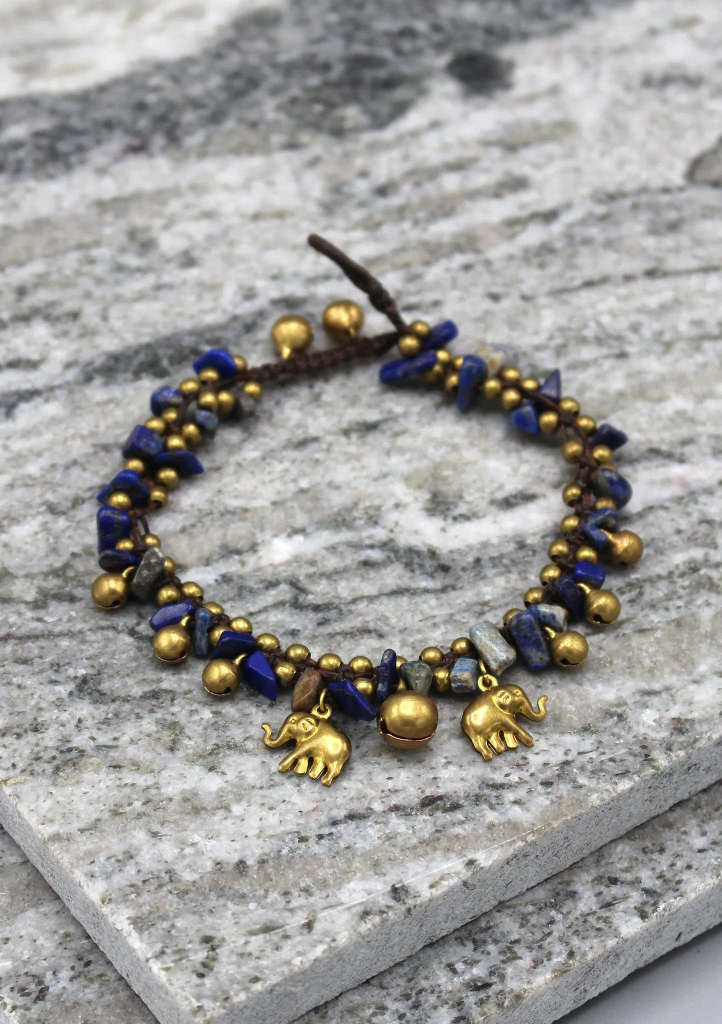 Colorful Stone Beaded Brass Bell Anklet