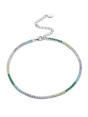 Colorful Tennis Anklet 925 Sterling Silver Diamond CZ Waterproof Luxury Anklet - KESLEY Jewelry