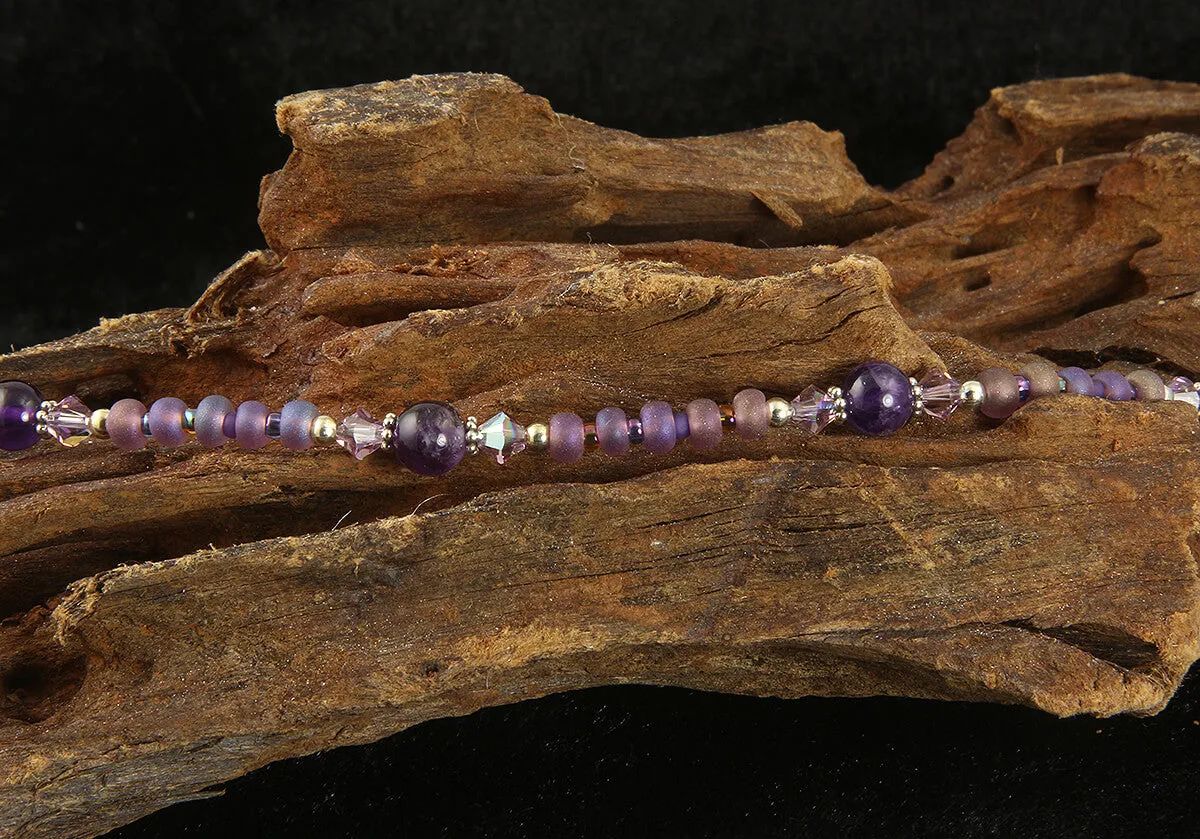 Crystal Amethyst Gemstone Beaded Anklet