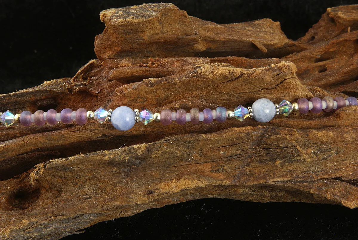 Crystal Blue Lace Agate Gemstone Anklet