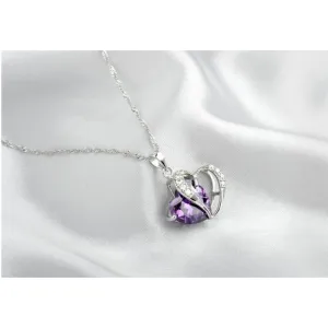 Crystal Cubic Zirconia Double Heart Pendant Necklace