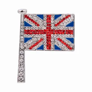 Crystal Union Jack Flag Brooch