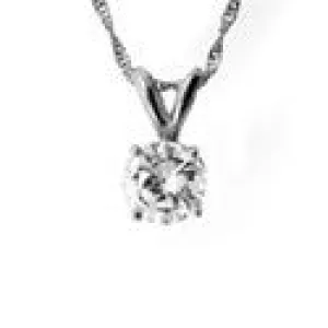 Cubic Zirconia Cz .75 Ct Round Solitaire Pendant