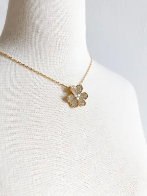 Cubic Zirconium Small Clover Pendant in Gold