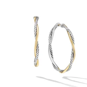 David Yurman Petite Infinity Hoop Earrings in Sterling Silver with 14K Yellow Gold, 4MM