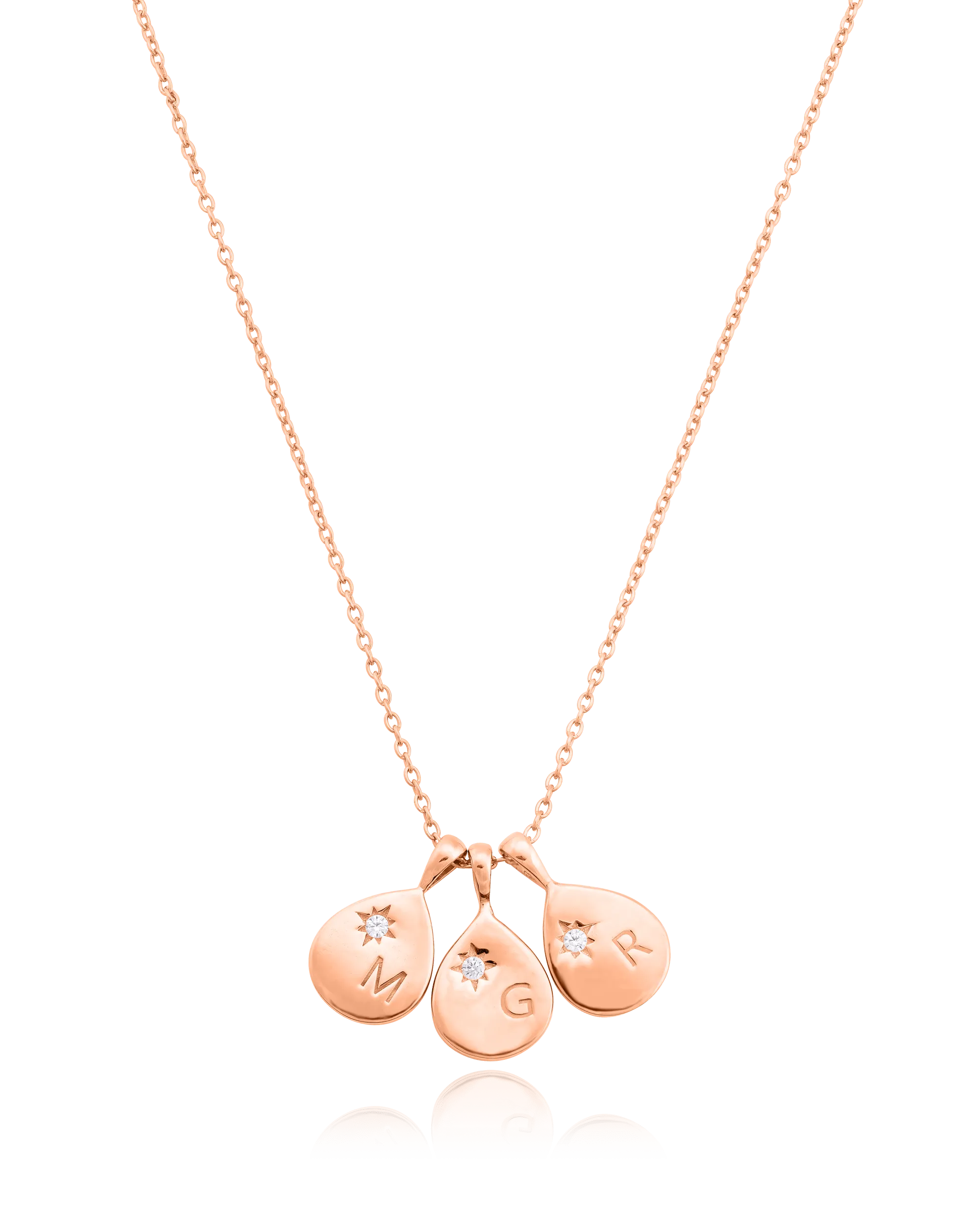 Diamond Drop Initial Necklace - 18K Rose Vermeil