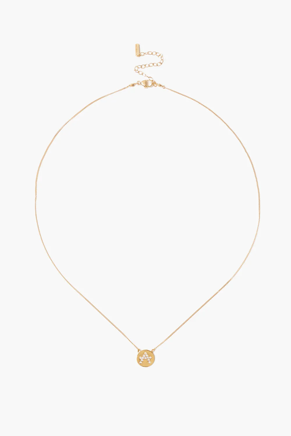 Diamond Initial Coin Necklace Gold