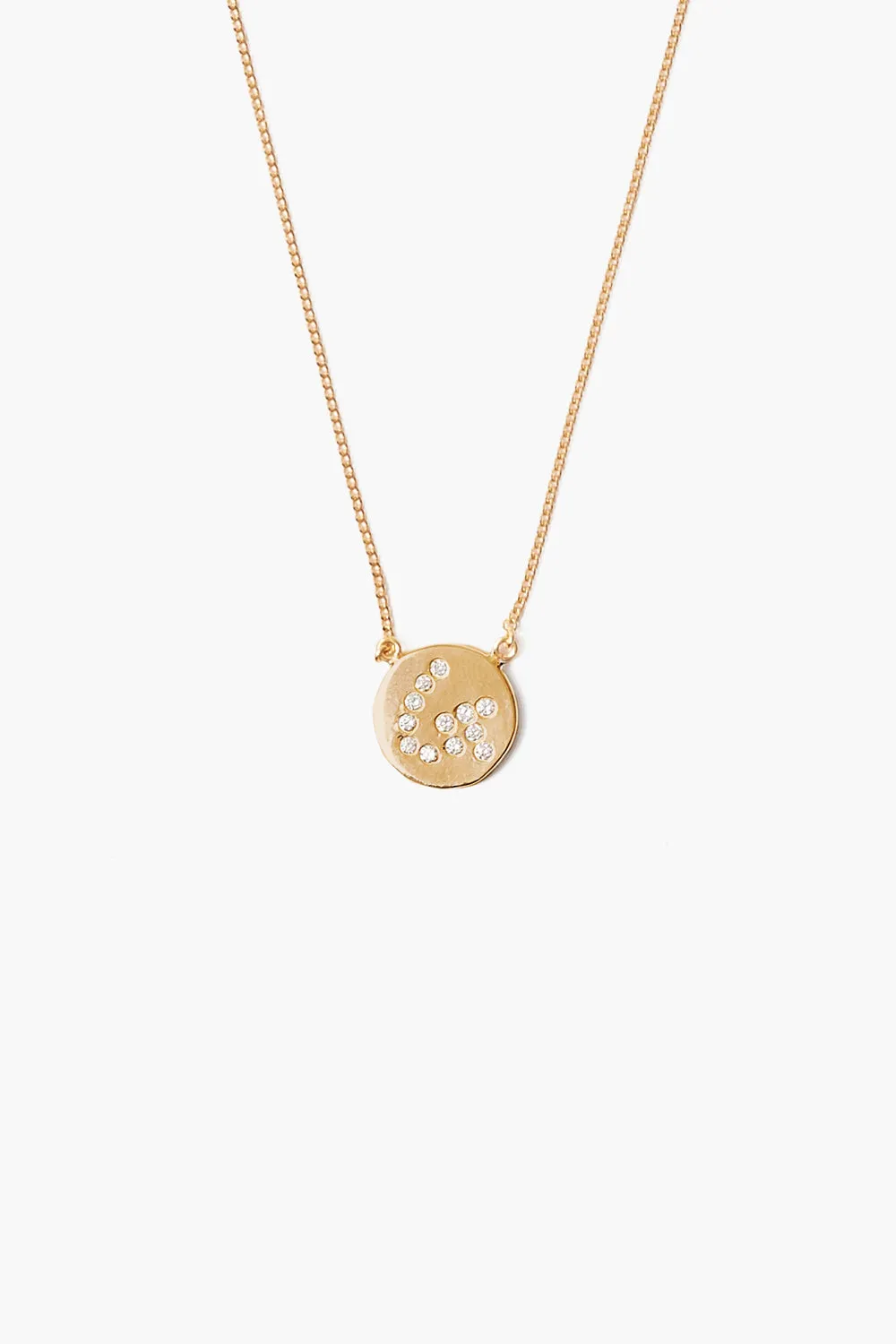 Diamond Initial Coin Necklace Gold