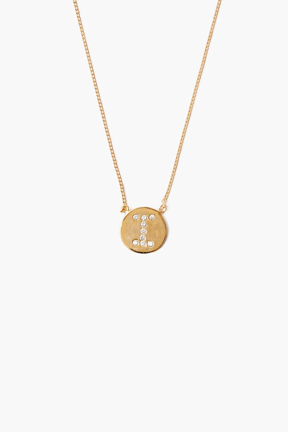 Diamond Initial Coin Necklace Gold