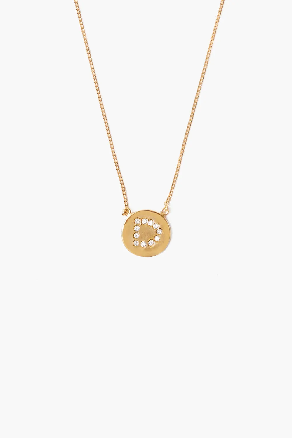 Diamond Initial Coin Necklace Gold