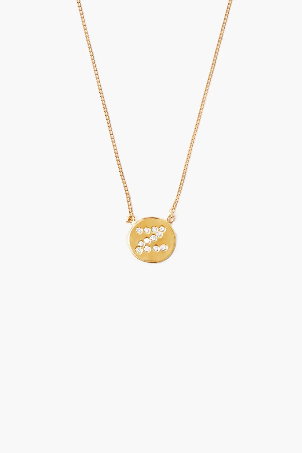 Diamond Initial Coin Necklace Gold