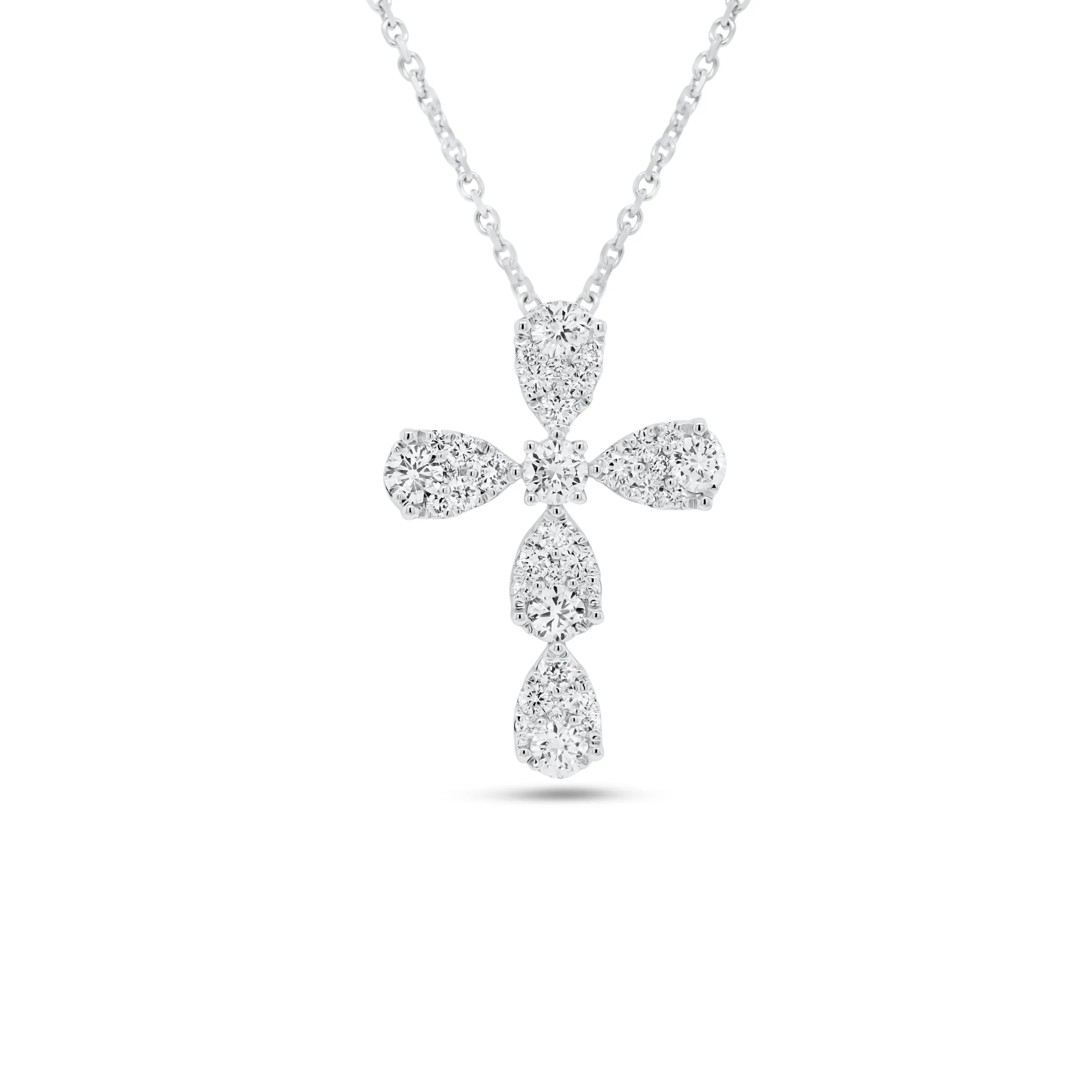 Diamond Teardrops Cross Pendant