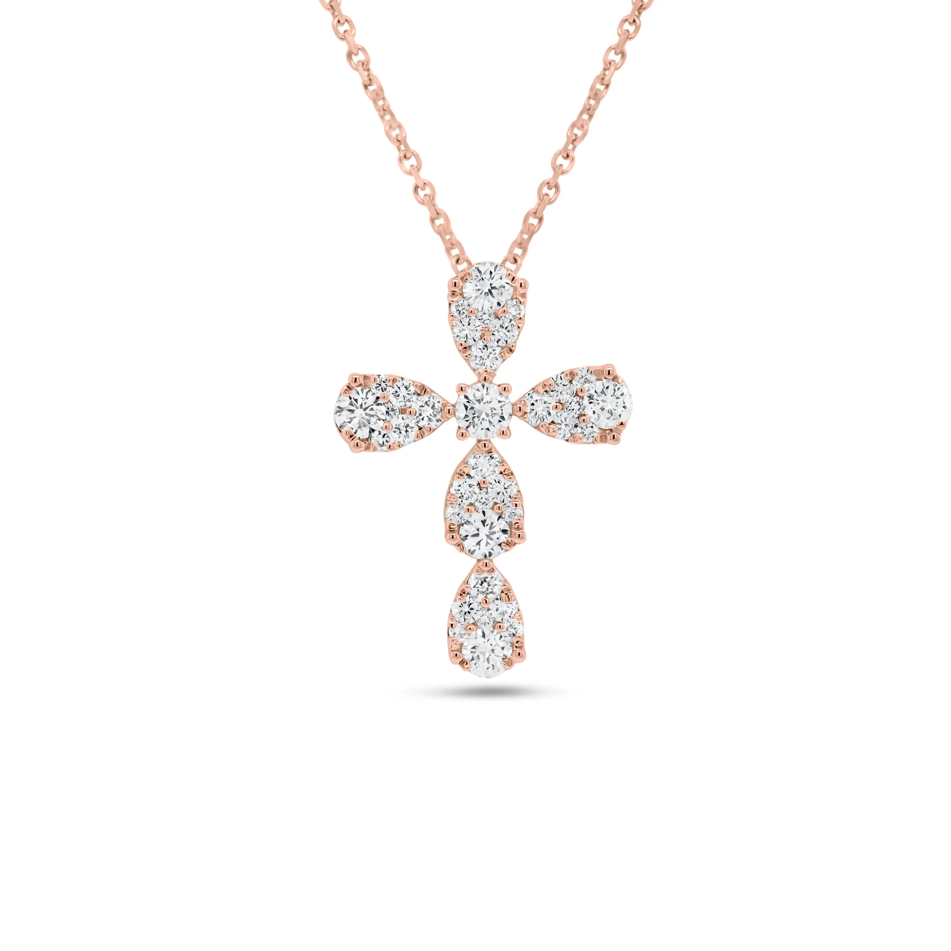 Diamond Teardrops Cross Pendant