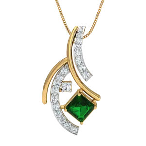 Diva Emerald Diamond Pendant (Gold Plated 925 Sterling Silver)