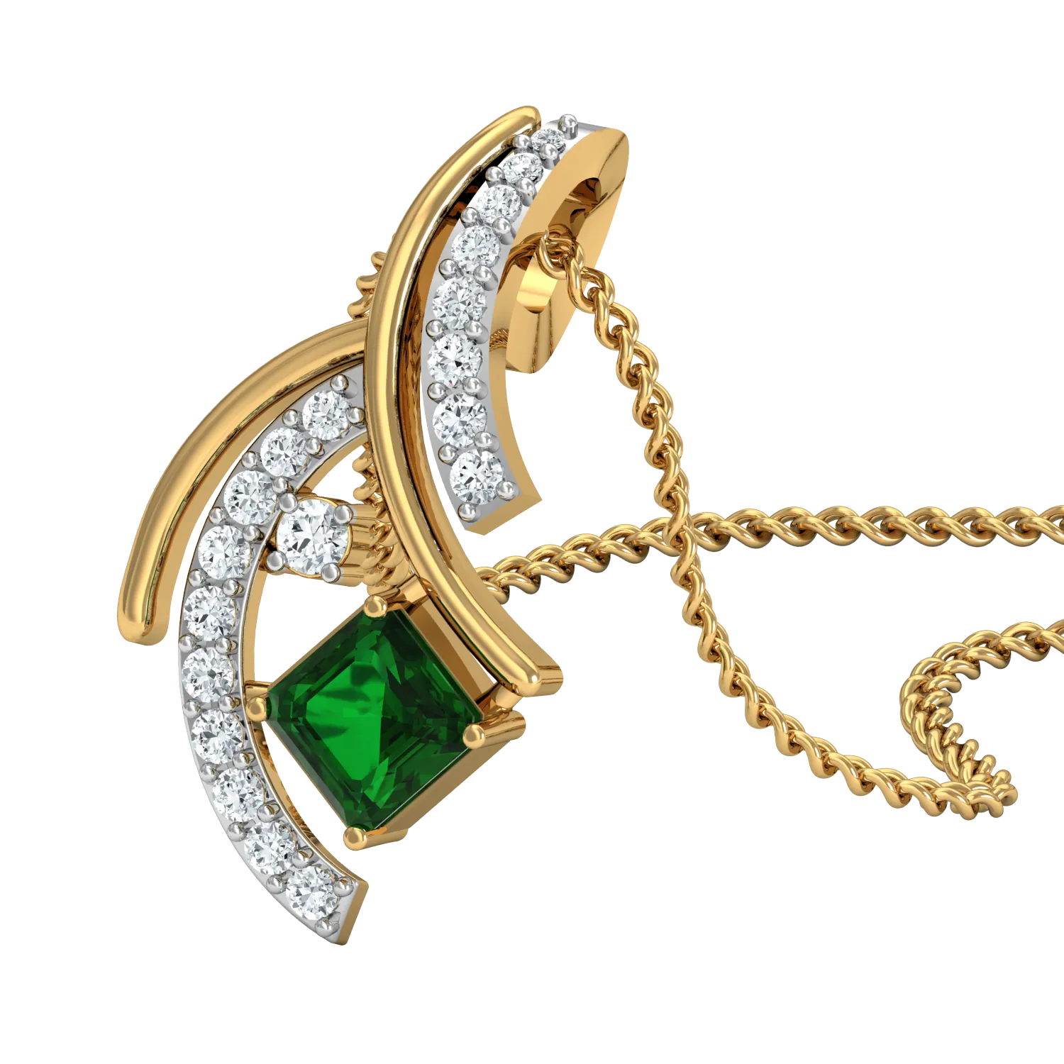 Diva Emerald Diamond Pendant (Gold Plated 925 Sterling Silver)