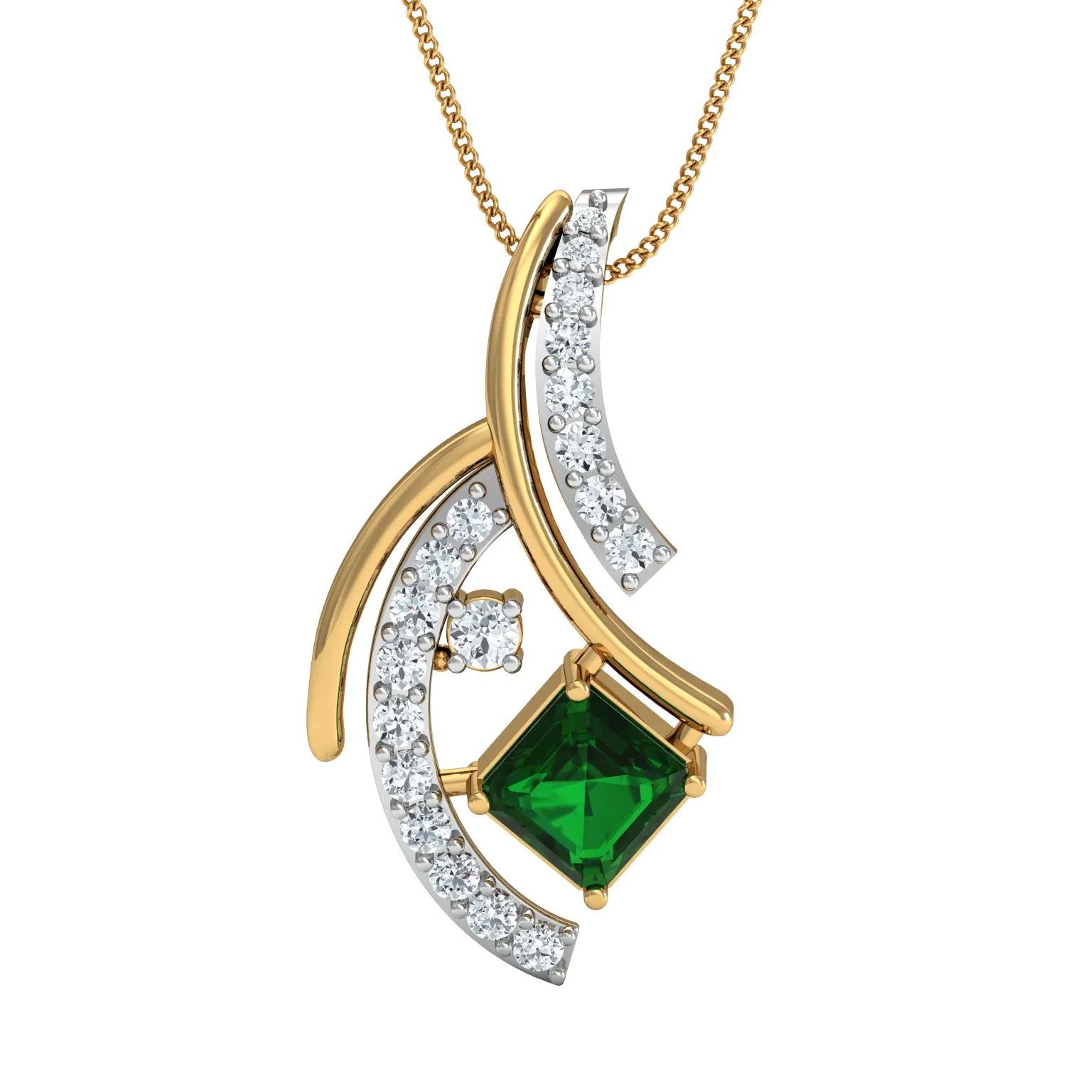 Diva Emerald Diamond Pendant (Gold Plated 925 Sterling Silver)